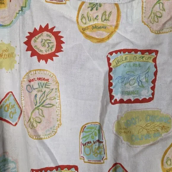 NWT Cynthia Rowley Linen Blend Shift Dress Womens L Olive Oil Print Sleeveless - Picture 4 of 11